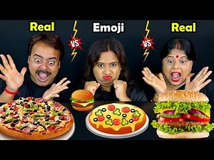 Emoji Vs Real Food Eating Challenge | Emoji Food Eating Competition | Food Challenge