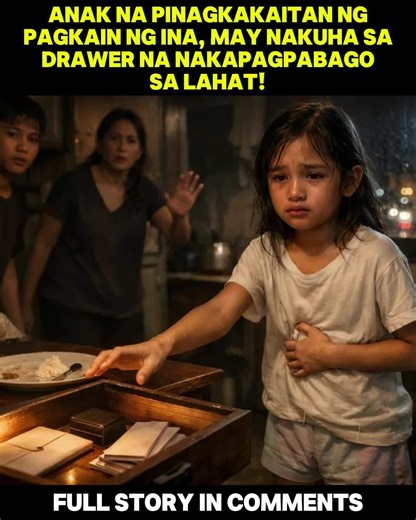 Sa mismong sandaling dumampi ang malamig na daliri ng bata sa gilid ng bukas na drawer, parang may kumurot sa hangin sa loob ng maliit nilang kusina. Sa labas ng bintana, bumubuhos ang ulan at kumikislap ang mga ilaw ng siyudad na parang malalayong bituin—malapit sa mata pero hindi maabot. Sa loob, iisa lang ang ilaw na bumabagsak sa mesa: kahoy na luma, may baso sa gilid, may platong may kaunting kanin at mga mumo, at may kutsarang iniwan na parang hindi na natuloy ang pagkain. Sa harap ng laha