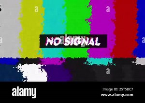 SMPTE color bars with VHS effect with noise background, glitch effect with Source No signal, SMPTE color stripe technical problems with No signal, Test pattern from a TV transmission with colorful bars, No signal sign Stock Video Footage - Alamy