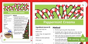 Peppermint Cream Recipe Sheet