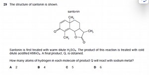 The structure of santonin is shown.Santonin is first treated ... | Filo