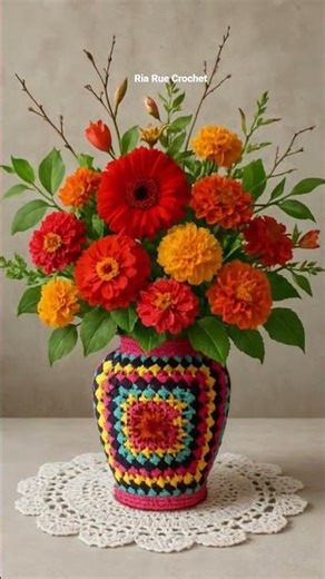 FLOWER ARRANGEMENT and CROCHET DOILIES #crochet #flowers #doily #youtubeshorts #handmade