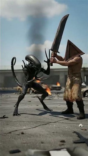 Epic Xenomorph x Pyramid Head レッドピラミッドシング 赤い 三角頭 - Silent Hill サイレントヒル realistic AI encounter