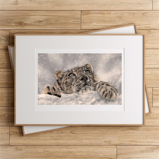 Snow Leopard Pastel Drawing: Signed Original Art With Bookmarks - Etsy New Zealand
