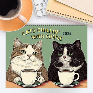 2026 Cat Wall Calendar – Cats Chillin' With Coffee – Funny Cat Calendar, Cat Lover Wall Calendar Gift , Quirky Cat Decor, Coffee Calendar - Etsy