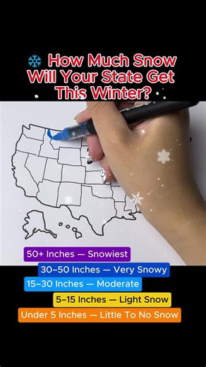 ❄️ A near-record El Niño is flipping the snow map this winter. The Rockies and Sierra could get buried while the Northeast sees far less than last year. What inch range is your state in? Typical pattern, not an exact local forecast. #snow #elnino #winterforecast #usmap #50states #accuweather #fyp
