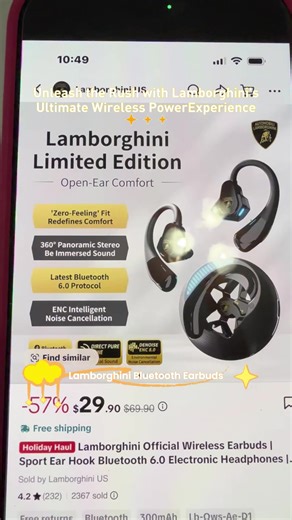 Experience sport-grade clarity through Bluetooth 6.0 and noise-canceling voice clarity. Secure sport hooks keep your soundtrack locked-in during intense workouts, while the metal build and Type-C charging ensure lasting performance. Engineered for creators and athletes, every beat fuels your passion. Elevate your audio experience, tap to claim your Lamborghini earbuds before they accelerate away!#lamborghini #earphones #freeshipping #blackfridaydeals