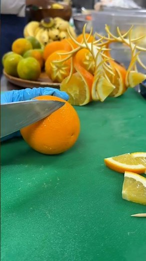 How to make a orange decoratio for cocktail garnish 🍋🔪 #shortsfeed #orange #diy #foodart