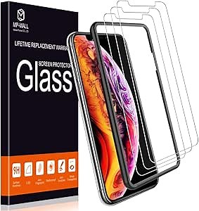 MP-MALL Screen Protector for iPhone Xs Max/iPhone 6.5, [3-Pack] [Case Friendly] Tempered Glass [Alignment Frame Easy Installation]