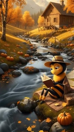 Relaxing Bee by the River 📖🐝 | Cozy Reading Animation #bee #funny