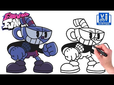 How To Draw Angry Cuphead (Indie Cross) | Como Dibujar Friday Night Funkin FNF - Easy Step By Step
