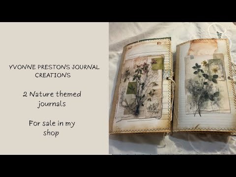 2 Nature themed Journals - Handmade - Flip Through