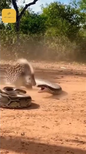 Python Tries to Eat a Porcupine — Big fight! 😬 #wildlife #animalshorts