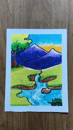 easy oil pastel landscape drawing || #landscape #easylandscape #oilpasteldrawing #easydrawing #art