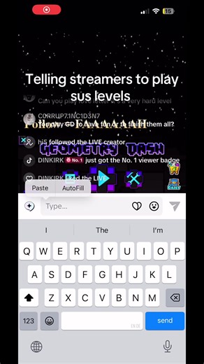 Telling streamers to play sus levels