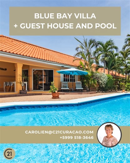 🏝️ Exclusive Villa with Guest House & Gigantic Pool 🌊 Discover this spacious villa with a detached guest house and an impressive 13 x 5.5 meter pool, perfect for swimming laps, aqua jogging, or simply relaxing under the Caribbean sun. Located in the luxurious O-section of Blue Bay Resort, right on the Caribbean Sea, this home offers the ultimate in comfort and style: ✨ Expansive living room with high ceilings and natural light 🍳 Modern open kitchen, fully renovated in 2019 🏡 Detached guest h