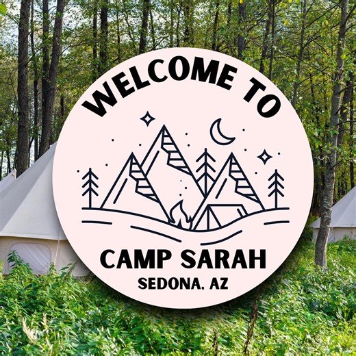 Camp Bachelorette Party Favor Labels Personalized | Custom Name Camping Sketch Stickers | Pink Bach Weekend Tags | Glamping Celebration - Etsy