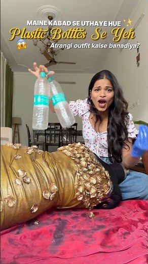 I made Designer dress using trashes (plastic bottles)😱#outfitfromscratch #diy #fashion