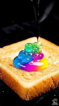 Neon Slime Drops ASMR | Ultra Glossy Spread on Toast 🫧✨ #ASMR #SatisfyingShorts