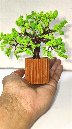 Turning Waste Wire into a Stunning Realistic Miniature Tree! 🌳 #shorts #Wiretreeart #recycledart