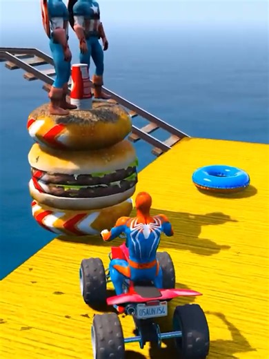 ‍SPIDER MAN!on Motorcycle in Spiral Bridge Stunt Rid a (13)_Part5 #viral #fyp #foryou