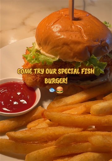 Delicious Special Fish Burger at The Rusty Rabbit
