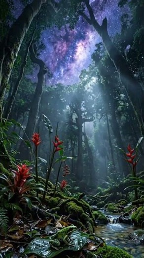 Inside a Dense Rainforest at Night 🌿 Tropical Rain & Relaxing Nature Ambience