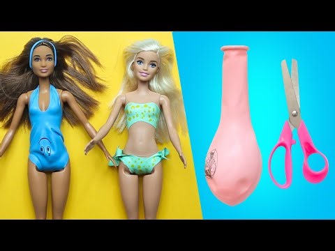 DIY Barbie Bikini with Balloons Easy No Sew | Barbie Doll Hacks and Crafts