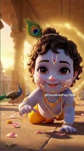 घुंघराले बाल नाचे पवन के ताल पर 🙏 | Baby Krishna Song | Kids Bhajan | #shorts