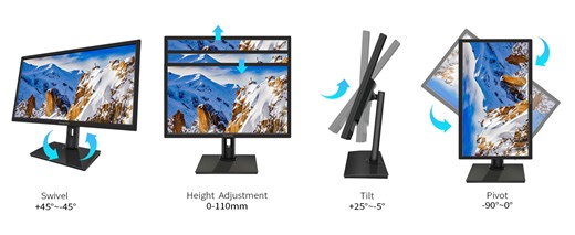 21.5 Inch Touchscreen Monitor FHD 1920x1080P, Height/Pivot/Swivel/Tilt Adjustable PC Touch Display with Built-in Speakers, HDMI, VGA, Type-B, 75Hz Computer Touch Screen Monitor, VESA, Black