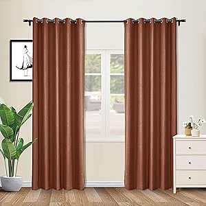 coloeaf Blackout Extra Wide Curtains Faux Linen Look Thermal Curtains for Sliding Glass Door Extra Wide Drapes for Living Room Bedroom Room Divider Farmhouse Grommet FireBrick 100" Wx96 L 1 Panel