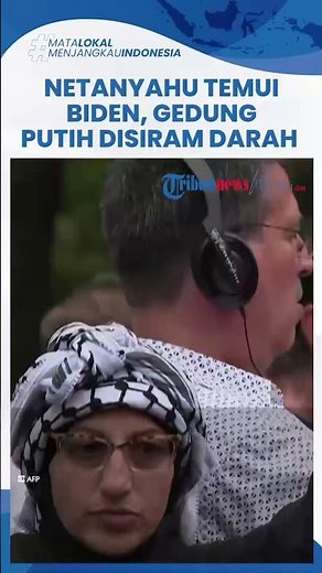 Demonstran Siram 'Darah' ke Gedung Putih saat Biden Ketemu Netanyahu, Patung PM Israel Jadi Tawanan