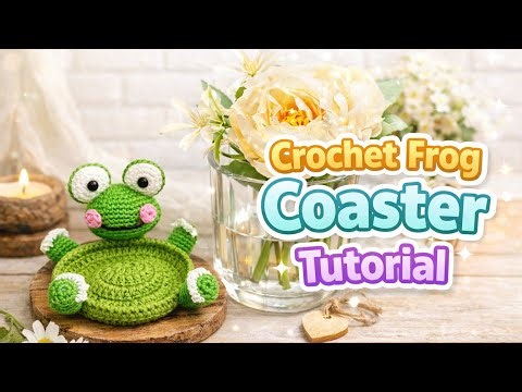 🐸 So satisfying... Scrat Froggie Crochet Coaster Tutorial‼️Super Cute Viral Crochet Frog Coaster