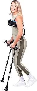 Ergobaum Dual(5' to 6'6'') Ergonomic Underarm Crutches (1 Pair) of Double-Function Shock Absorber Underarm Crutches with Arm Support (Black)