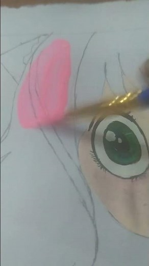 ✨ “Cute anime girl drawing with pink hair and big sparkling eyes 🌸🎨 please subscribe to my channel🙏🏻