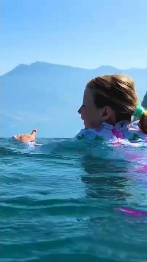 Nastya and Dad swim in the pool with an amazing view #Shorts