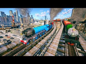 FLYING SCOTSMAN Train driving through Liberty City with 2 Trains 2 Tracks! - Grand Theft Auto V