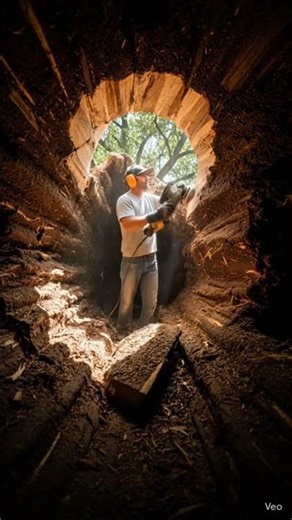 This Dead Tree Hides a Luxury Bedroom 😱🌳 (Unbelievable Transformation!) #viralvideo #timelapse