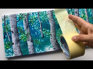 #132 BIRCH TREE ACRYLIC POUR TAPE EASY PAINTING - #fluidart #acrylicpouring #acrylicpainting #trees