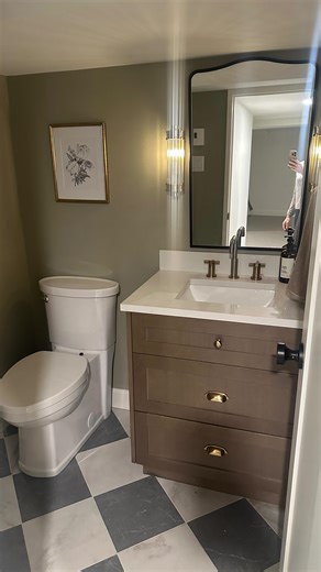Krissy Baldo// Beacon Home Design on Instagram: "A work in progress is kind of magical.🪄 What was once a dated & cold basement laundry + toilet room is now a dedicated powder room and a beautiful laundry space, complete with custom cabinetry, and tomorrow, the final touch: stone countertops! Sometimes it’s nice to pause and look back at where we started. Progress like this never gets old. @decimalrenovation @nugutgroup @damicoceramique @teodorvanities"