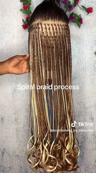 Spiral briad in process🥰🥰 #braidedwigs #spiralbraid #viral