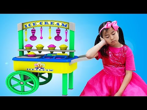 Emma and Jannie Pretend Play with Ice Cream Cart Food Toys