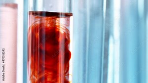 Super slow motion of drawing blood into syringe. Macro shot medical procedure. 1000 FPS.