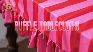 JarThenaAMCS Ruffle Tablecloth Table Cloth Boho Pink Red Striped Rectangle Decorative Table Cover for Home Kitchen Baby Shower Party Wedding Decor, 55 x 70 Inch