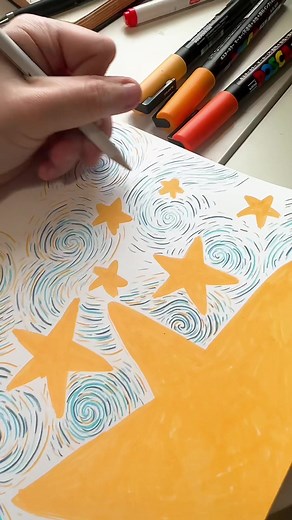 Colorful Garibaldi Fish Drawing Process