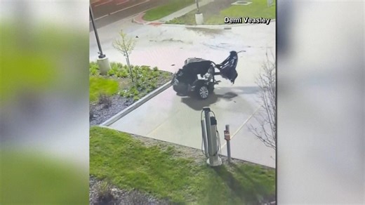 Caught on camera: Driver survives after her car is cut in half