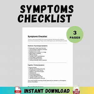 Symptoms Checklist Client Form Therapy Intake Depression Anxiety Editable Word Mental Health Counseling Assessment Printable Therapist Tool - Etsy