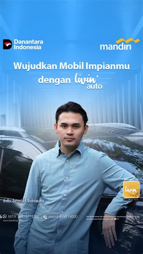 Bank Mandiri on Instagram: "Dulu cuman bisa manifesting punya kendaraan impian, sekarang makin semangat karena Livin’ Auto bikin impian tercapai! 🚗😎 Bisa pilih mobil dari brand ternama, filter warna & tipe, lihat detail 360°/3D, plus simulasi pembiayaan langsung di aplikasi dan prosesnya bisa dipantau real time lewat fitur End-to-End Tracking. ✅ Livin’ Auto! Auto lengkap, auto gampang, auto tenang #GasinAja! Info: bmri.id/livinauto Bank Mandiri berizin dan diawasi oleh Otoritas Jasa Keuangan d