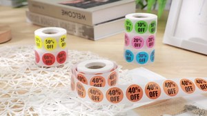 6 Rolls/3000 Pieces Percent Off Sticker 10 to 60 Percent Stickers Labels Adhesive Labels Sale for Retail Store, 7/8 Inch Circle Price Marker Tag(Chic Style)