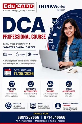 DCA Professional Course in Kerala | EduCADD THINKWorks | Admissions Open 2026